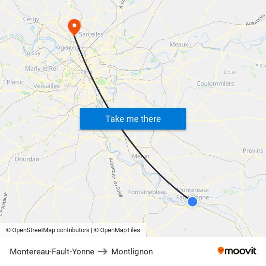 Montereau-Fault-Yonne to Montlignon map