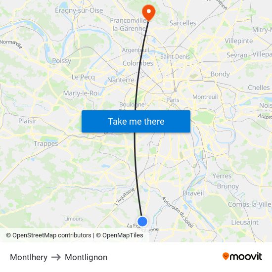 Montlhery to Montlignon map