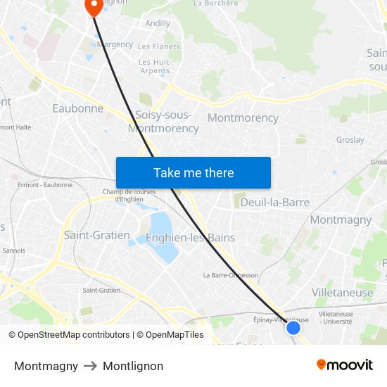 Montmagny to Montlignon map