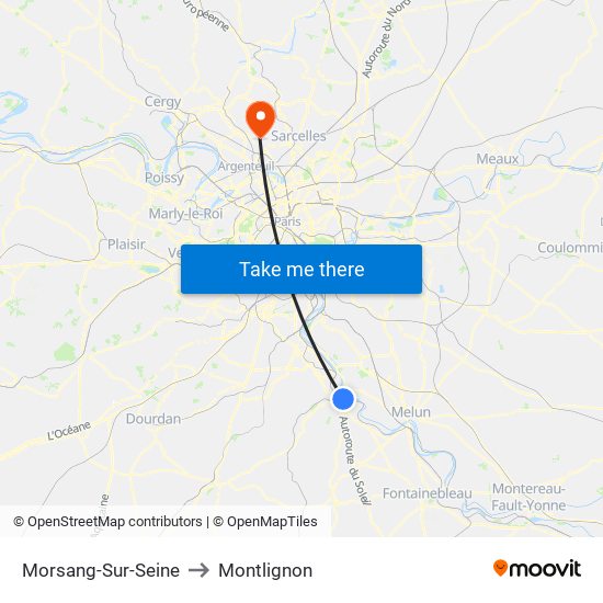 Morsang-Sur-Seine to Montlignon map