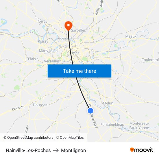 Nainville-Les-Roches to Montlignon map