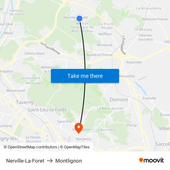 Nerville-La-Foret to Montlignon map