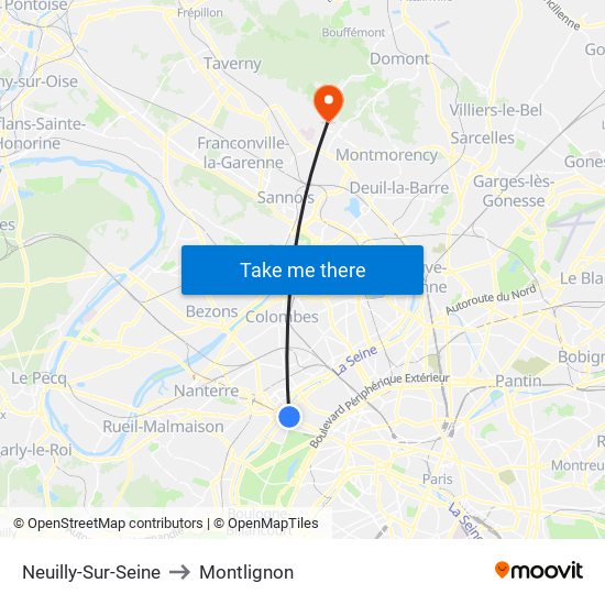 Neuilly-Sur-Seine to Montlignon map