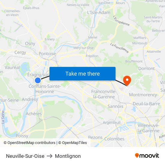 Neuville-Sur-Oise to Montlignon map
