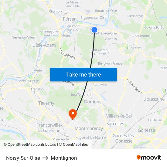 Noisy-Sur-Oise to Montlignon map