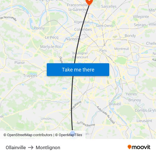 Ollainville to Montlignon map