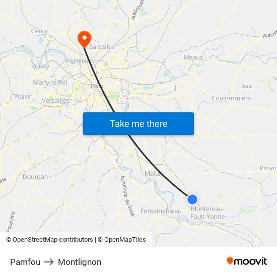 Pamfou to Montlignon map