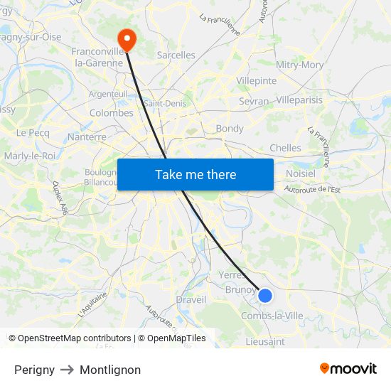 Perigny to Montlignon map