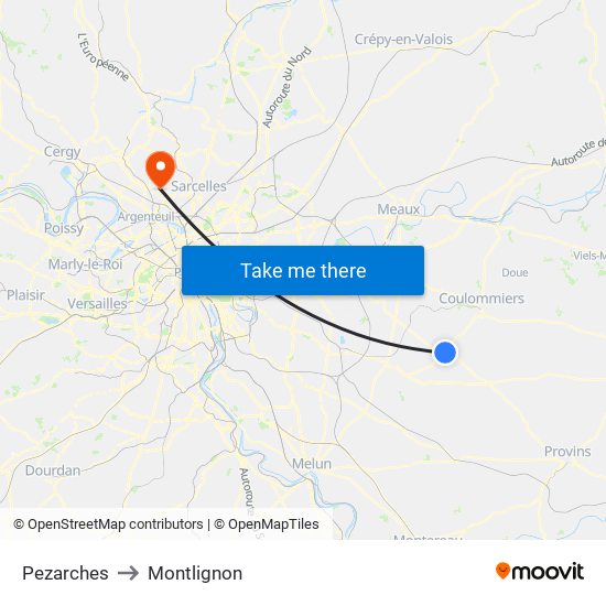 Pezarches to Montlignon map