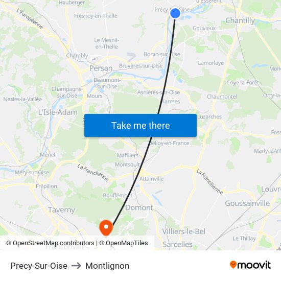 Precy-Sur-Oise to Montlignon map
