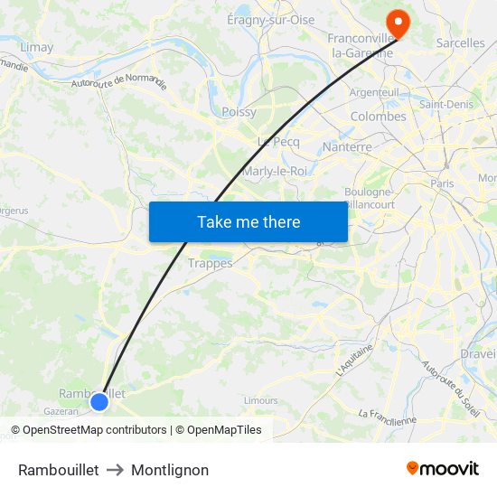 Rambouillet to Montlignon map