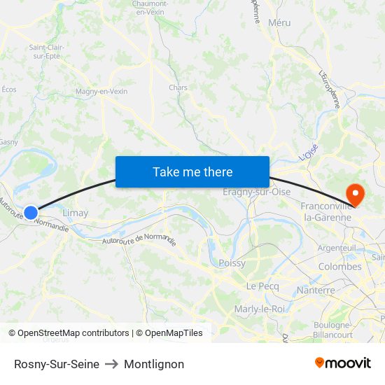 Rosny-Sur-Seine to Montlignon map