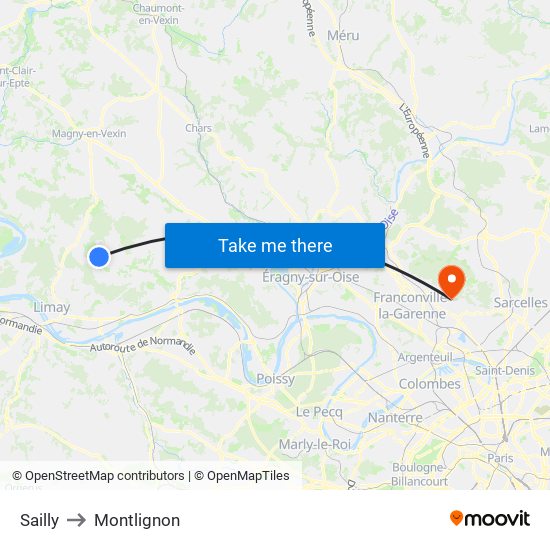 Sailly to Montlignon map