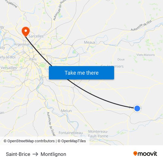 Saint-Brice to Montlignon map