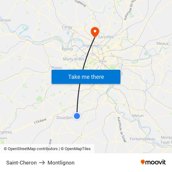 Saint-Cheron to Montlignon map