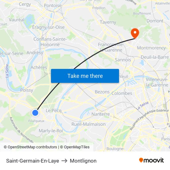 Saint-Germain-En-Laye to Montlignon map