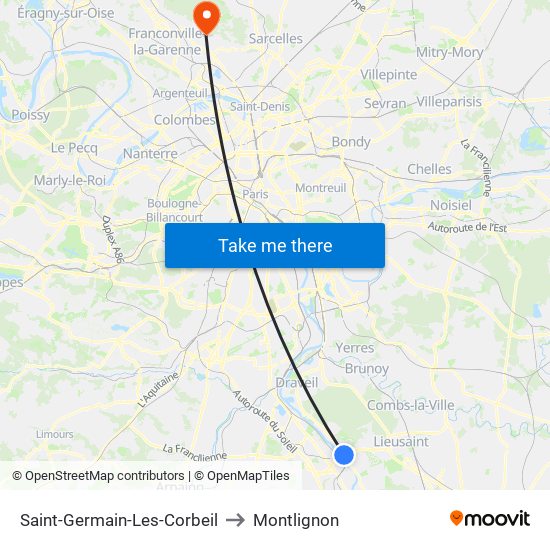Saint-Germain-Les-Corbeil to Montlignon map