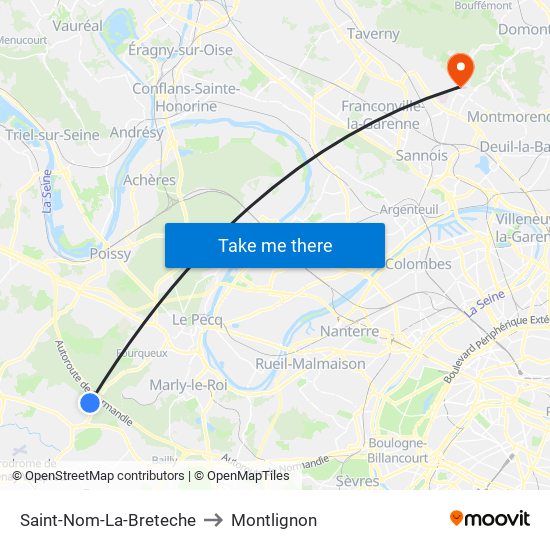 Saint-Nom-La-Breteche to Montlignon map
