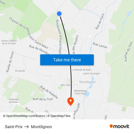Saint-Prix to Montlignon map
