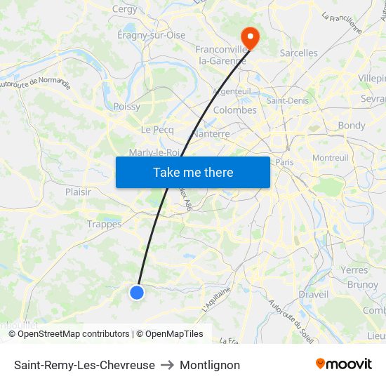 Saint-Remy-Les-Chevreuse to Montlignon map