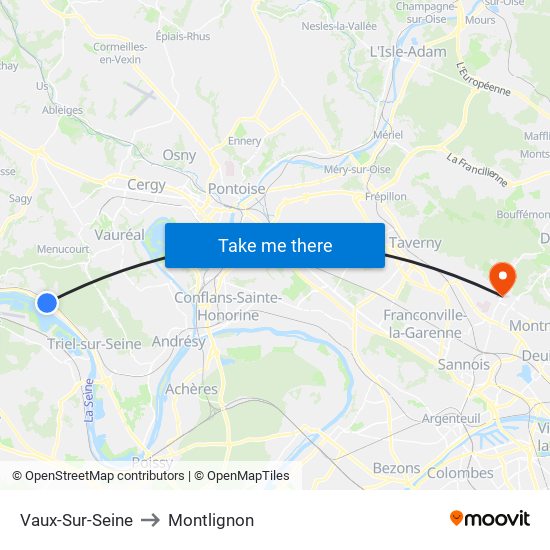 Vaux-Sur-Seine to Montlignon map