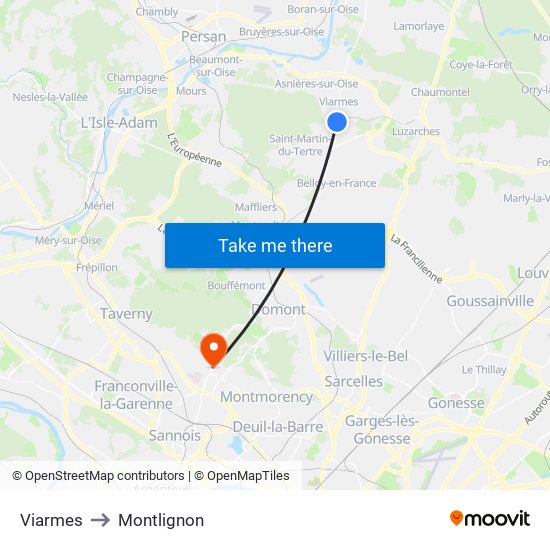 Viarmes to Montlignon map