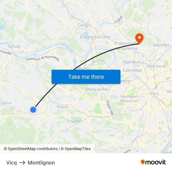 Vicq to Montlignon map