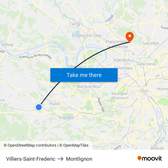 Villiers-Saint-Frederic to Montlignon map