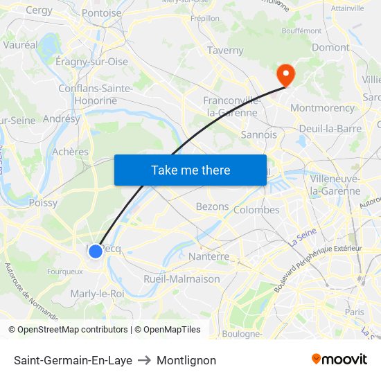 Saint-Germain-En-Laye to Montlignon map