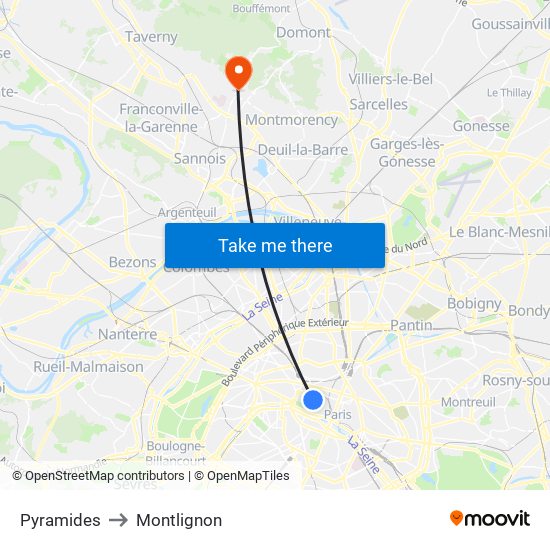 Pyramides to Montlignon map