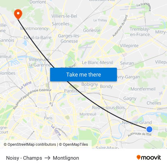 Noisy - Champs to Montlignon map