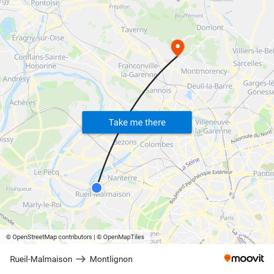 Rueil-Malmaison to Montlignon map