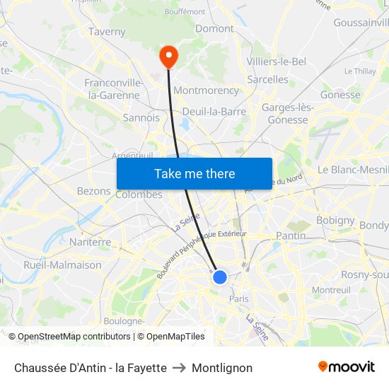 Chaussée D'Antin - la Fayette to Montlignon map