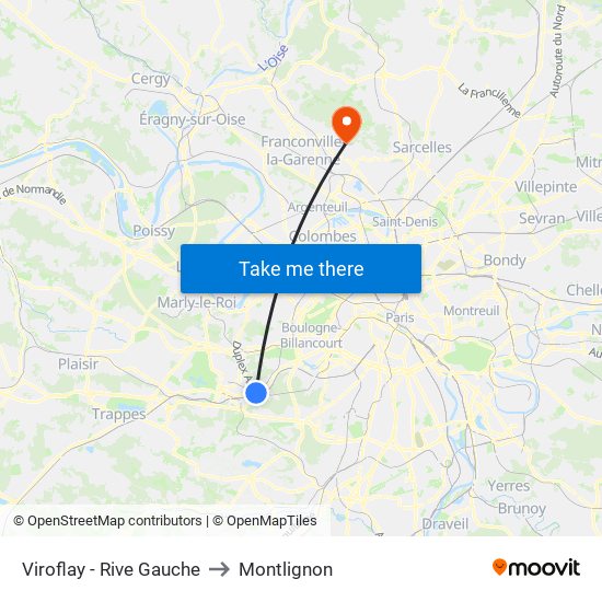 Viroflay - Rive Gauche to Montlignon map