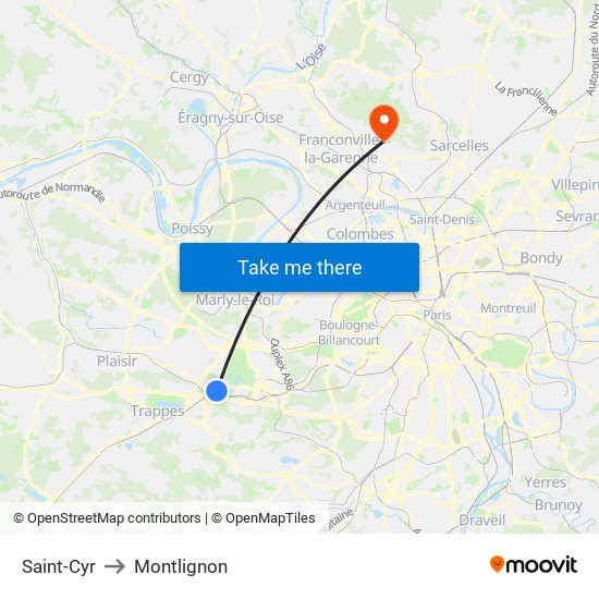 Saint-Cyr to Montlignon map