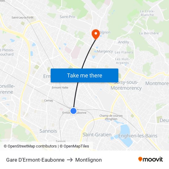 Gare D'Ermont-Eaubonne to Montlignon map