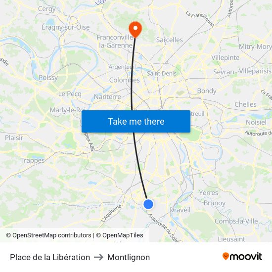 Place de la Libération to Montlignon map