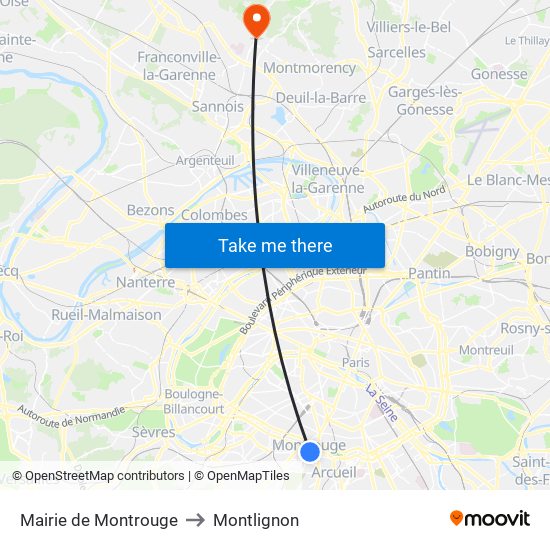 Mairie de Montrouge to Montlignon map