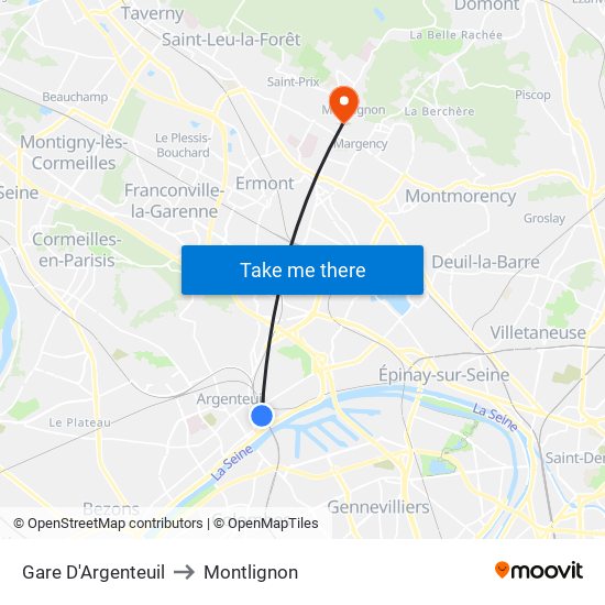 Gare D'Argenteuil to Montlignon map