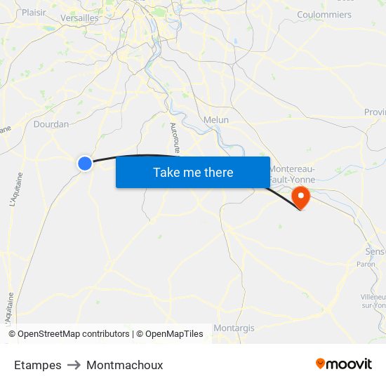 Etampes to Montmachoux map