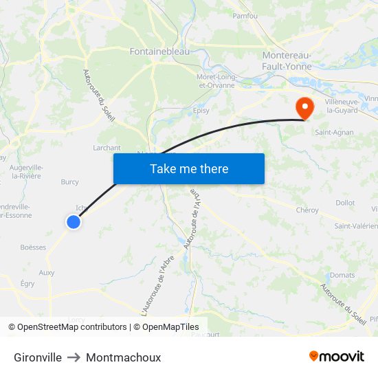 Gironville to Montmachoux map