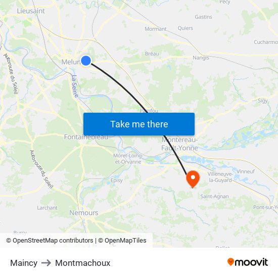 Maincy to Montmachoux map