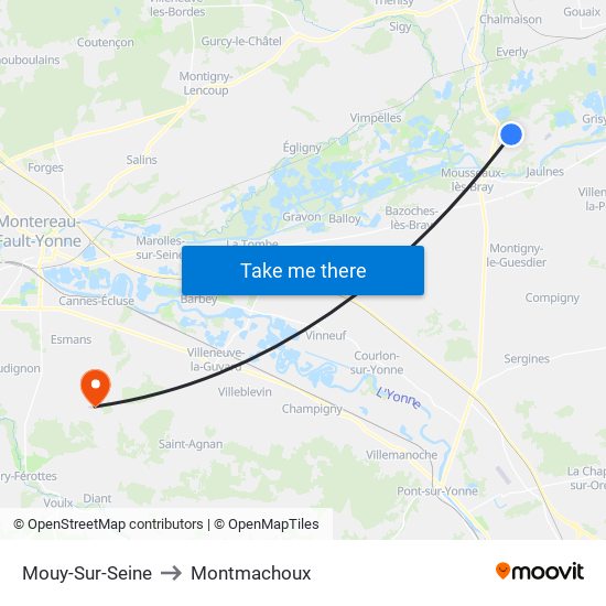 Mouy-Sur-Seine to Montmachoux map