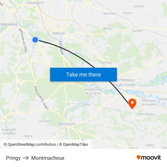 Pringy to Montmachoux map