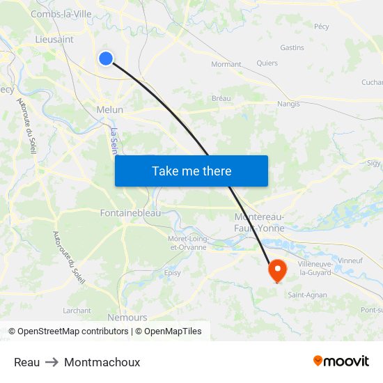 Reau to Montmachoux map