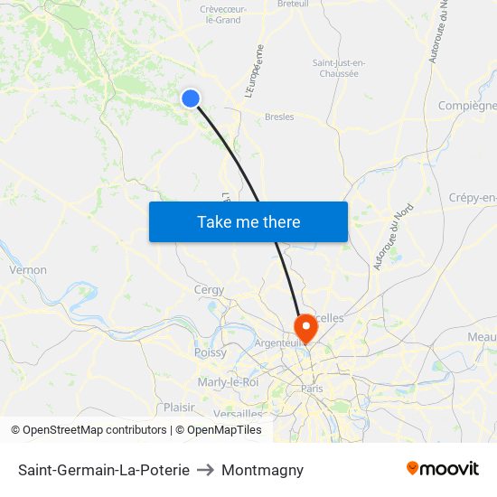Saint-Germain-La-Poterie to Montmagny map