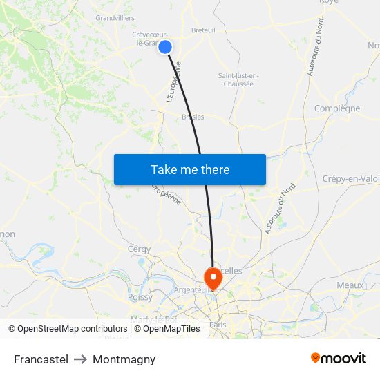 Francastel to Montmagny map