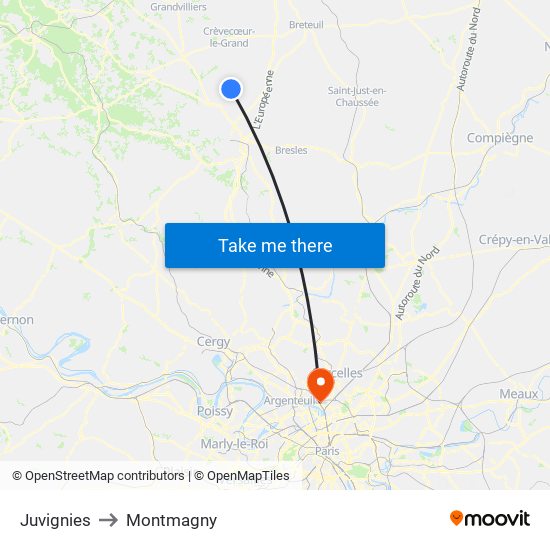 Juvignies to Montmagny map