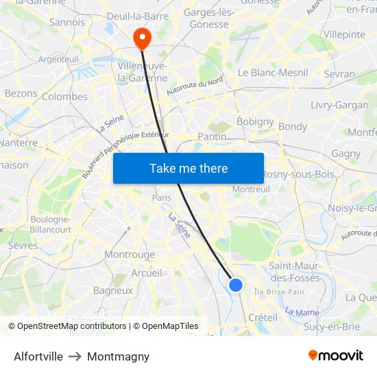 Alfortville to Montmagny map