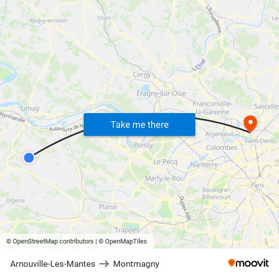 Arnouville-Les-Mantes to Montmagny map